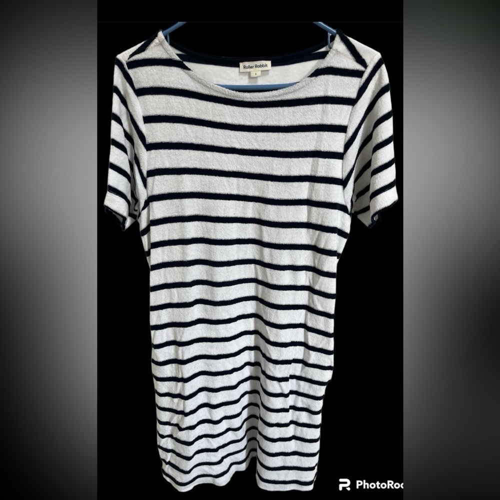 Roberta Roller rabbit short sleeve white with navy striped dress